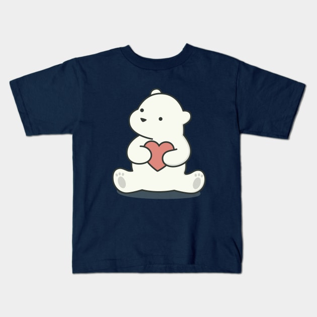 Happy Lovely Kawaii Polar Bear Kids T-Shirt by wordsberry